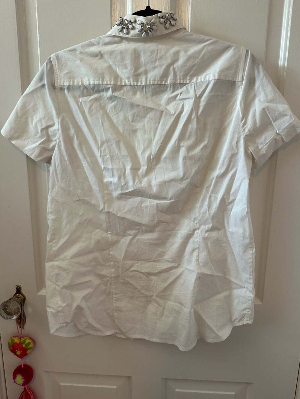 J. Crew White Embellished Collar Short-Sleeve Button-Up Shirt - Picture 6 of 8